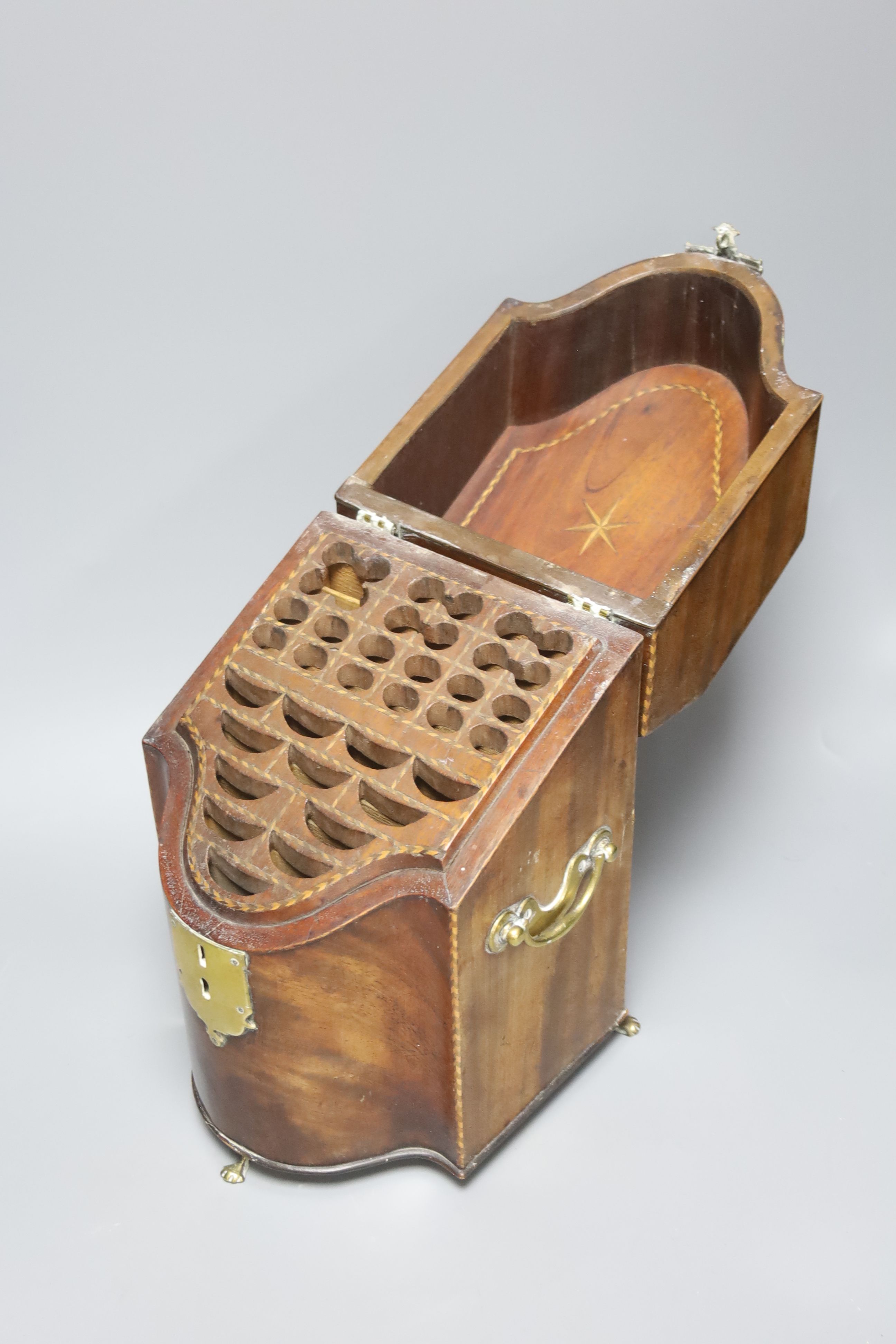 A George III mahogany knife box, of small proportions, height 29cm width 18.5cm